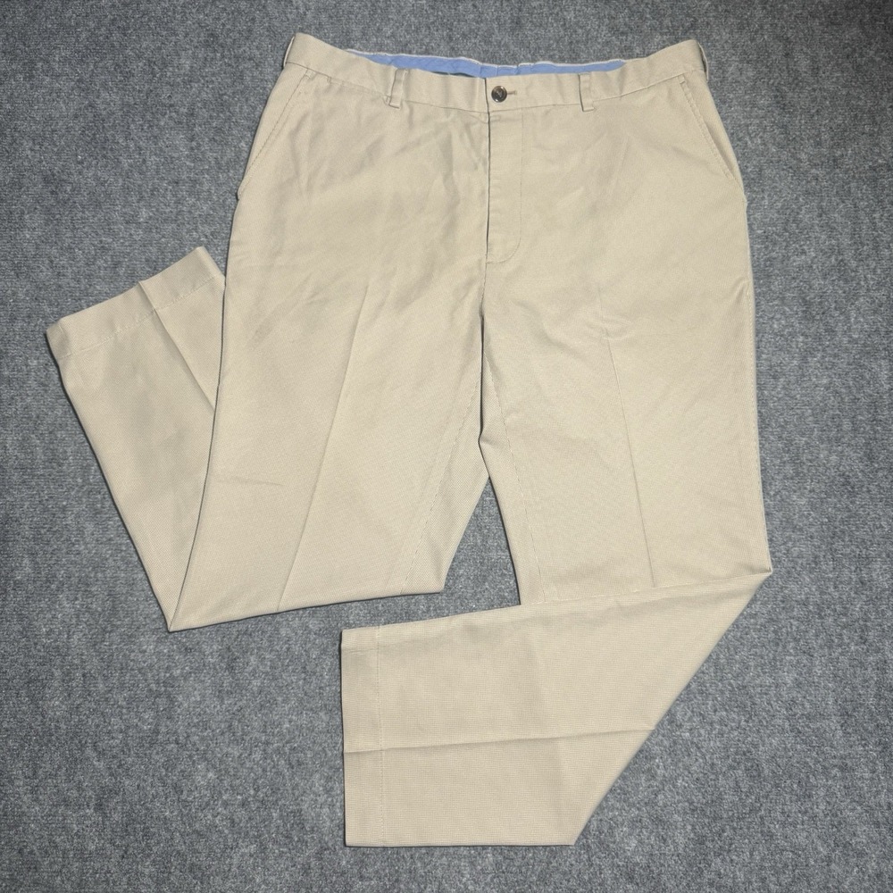 Brooks Brothers St Andrews Links Pants Men 38x30 Beige Houndstooth Performance